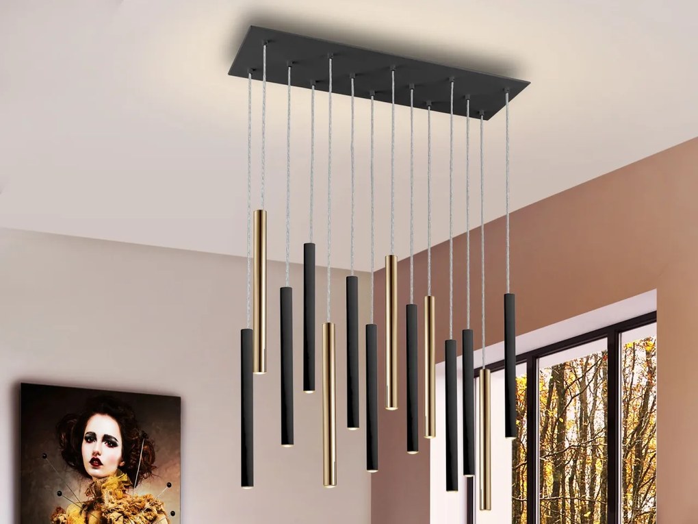 Lustra LED dimabila cu telecomanda design modern Varas negru/auriu SV-373425D