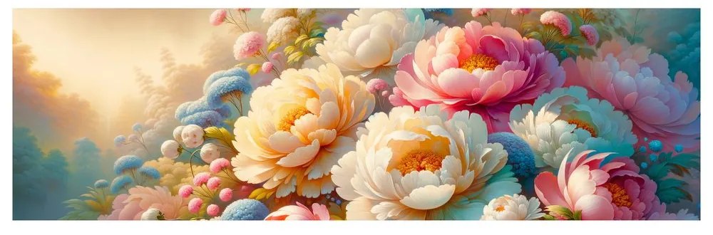 Tablou flori delicate în nuanțe pastelate