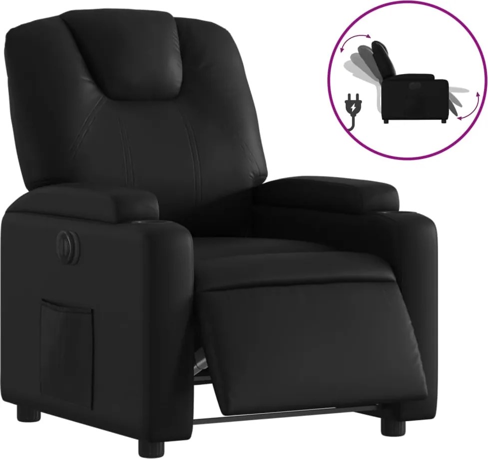 vidaXL Fotoliu rabatabil electric, negru, piele ecologică