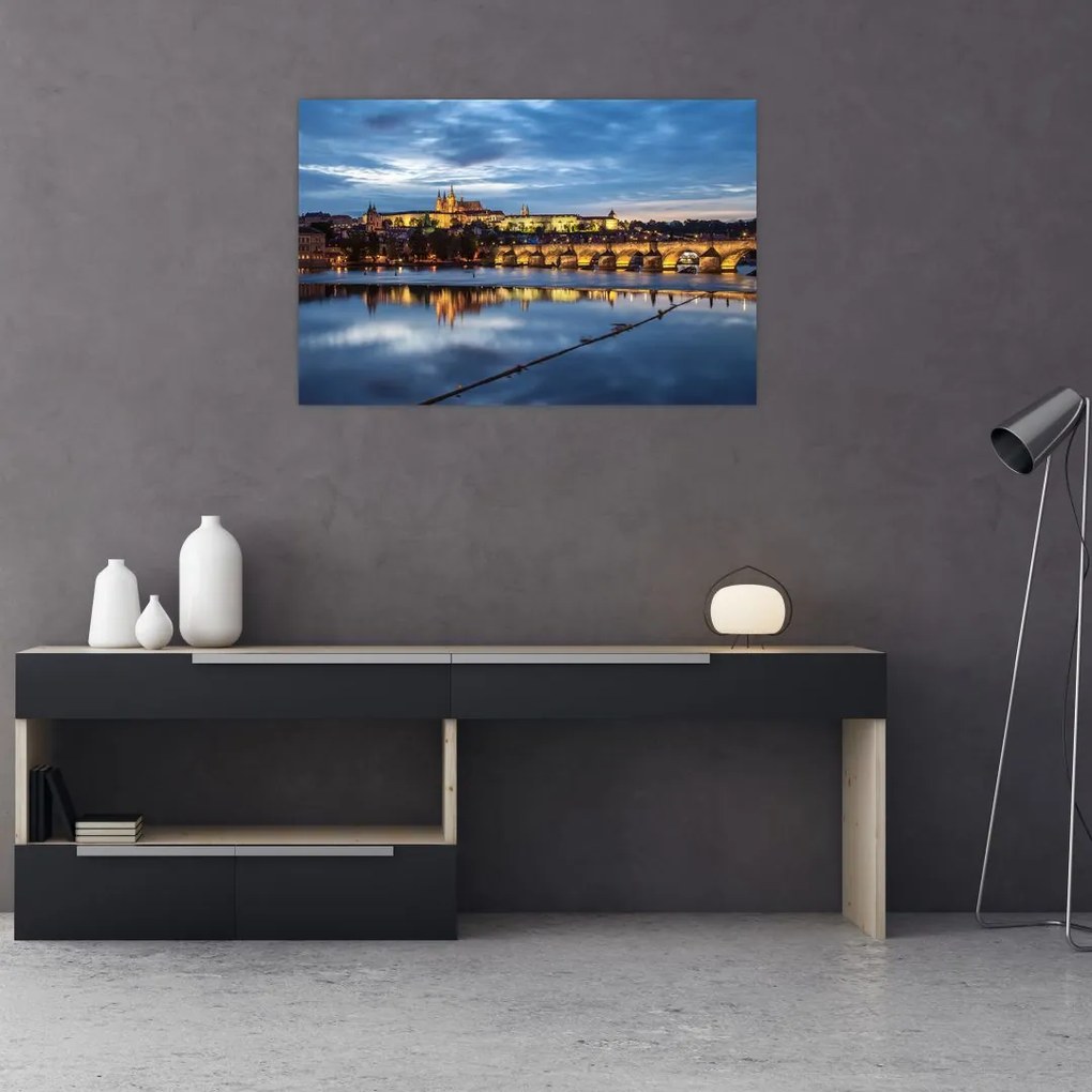 Tablou cu palatul din Praga și podul lui Carol (90x60 cm)
