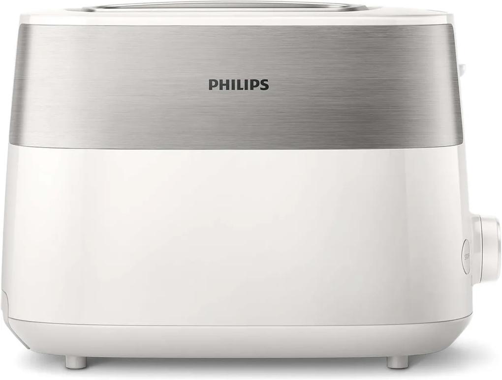 Prajitor de paine Philips HD2515/00, 830 W, 2 fante, functie dezghetare, Alb/Inox