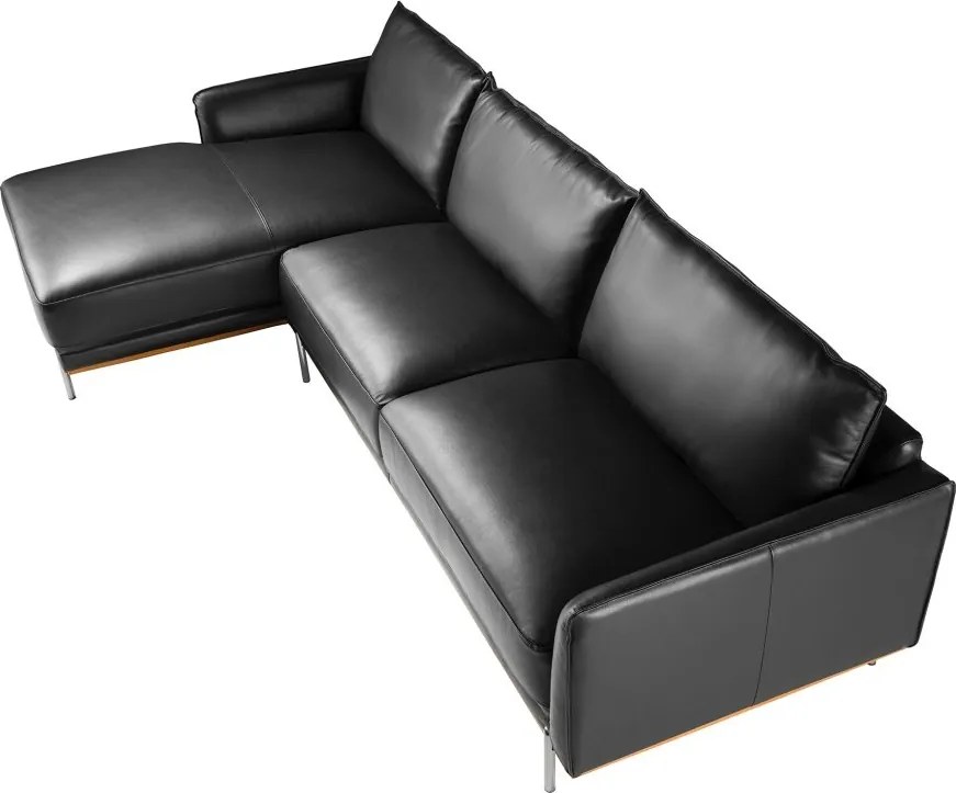 Coltar LUX 5 locuri design italian cu sezlong stanga Cowhide black