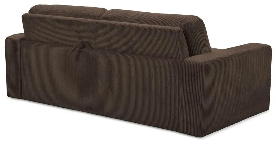 Canapea maro extensibilă cu tapițerie din catifea reiată 195 cm Nona – Makamii