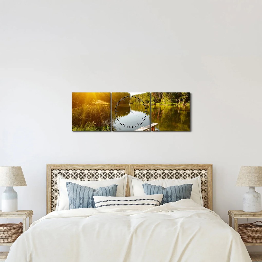 Tablou - Lac la munte (cu ceas) (90x30 cm)
