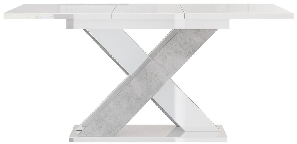 Masă de sufragerie Xalin (alb lucios + piatră) (pentru 4 până la 6 persoane). 1055284