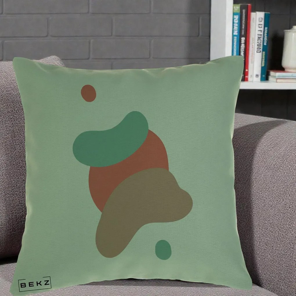 Perna Decorativa Abstract Forme Fluide Coral, 40x40 cm, Verde, Husa Detasabila, Perna Inclusa, BEKZ®