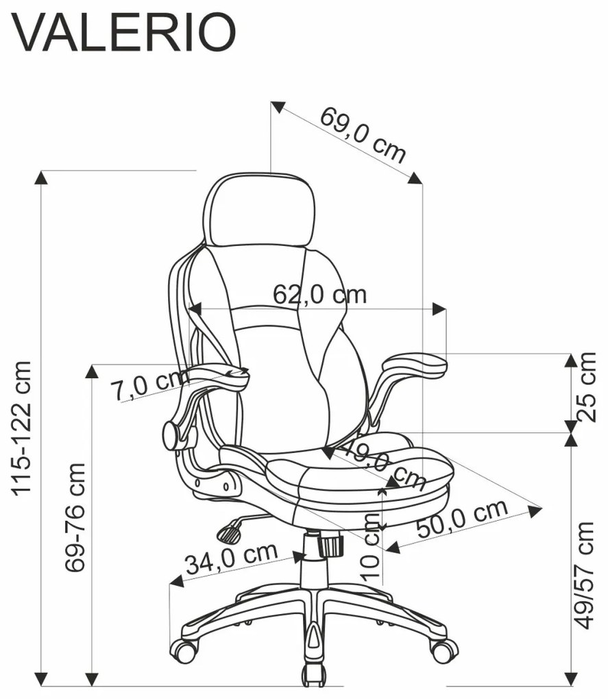 Scaun de birou Valerio negru/gri H128 cm