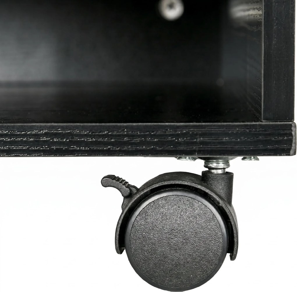 HOMCOM Cabinet pentru Imprimantă cu 2 Rafturi, Birou din Lemn și Cabinet de studiu cu Roți, 47x40x22.5 cm, Negru | Aosom Romania