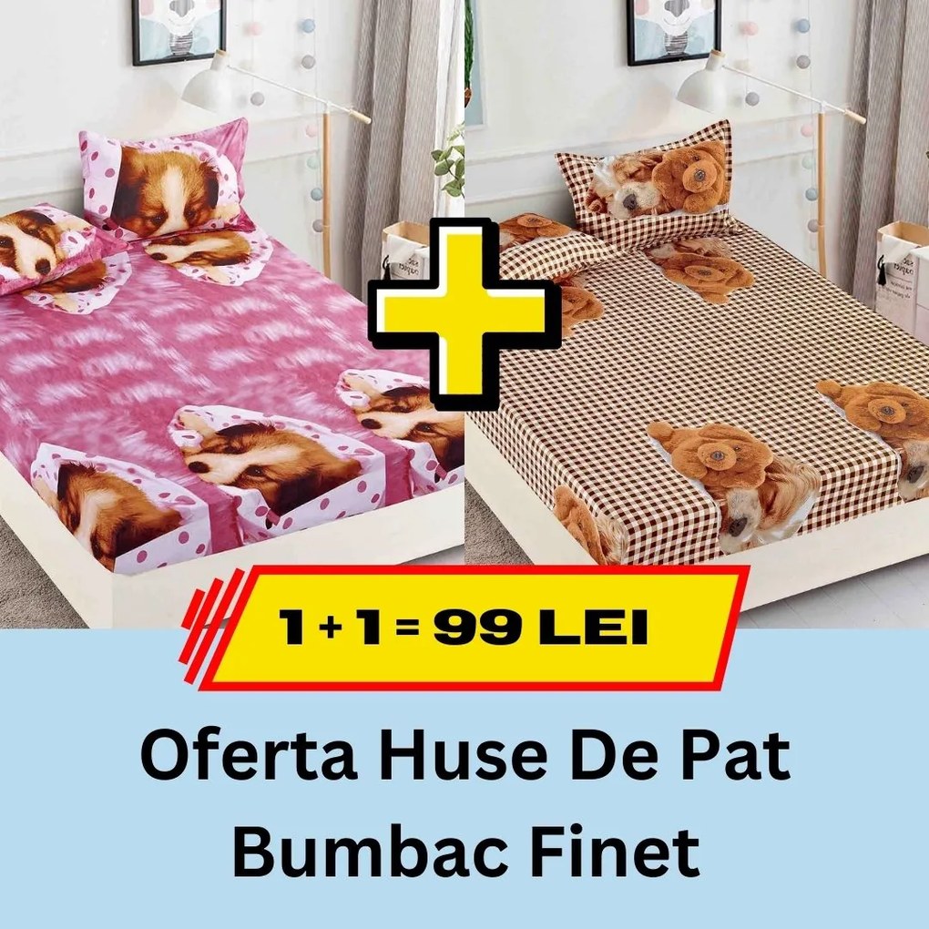 Pachet promotional 1 + 1 Husa de Pat Din bumbac Finet, LP-PPHBF-15