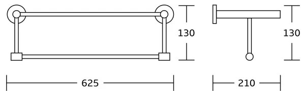Suport de perete pentru prosoape Aqualine SAMBA 21x62,5 cm negru