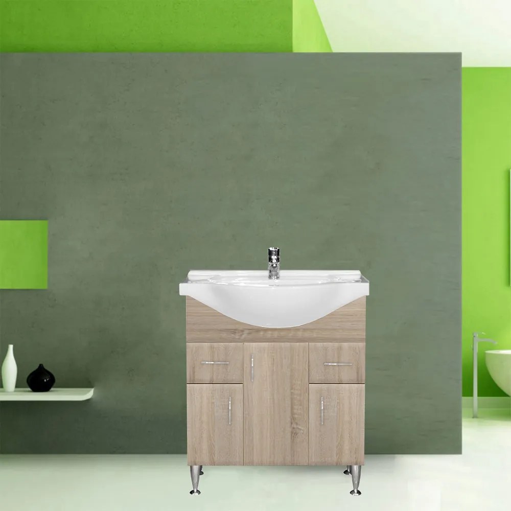 Dulap inferior Bianca Plus 75 cu lavoar, culoare stejar sonoma
