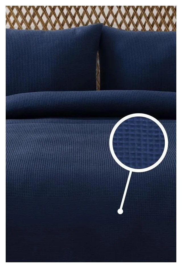 Cuvertură albastru-închis 200x220 cm Waffle – Mijolnir