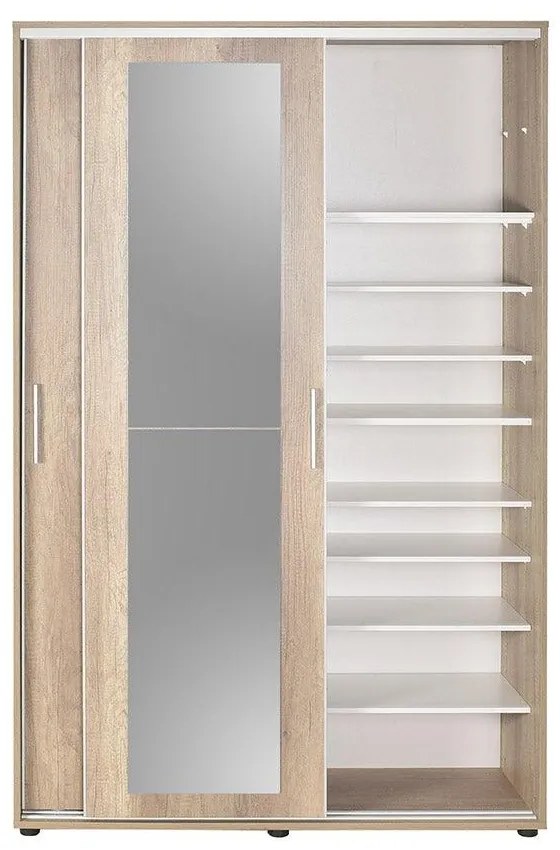 Pantofar cu cuier Adore Porto Maxi, 2 usi cu oglinda, 12 rafturi, capacitate 32 perechi incaltaminte, 120 x 187 x 38 cm