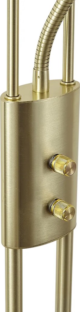 Lampa de podea moderna aurie cu brat de citit incluzând LED si dimmer - Divo