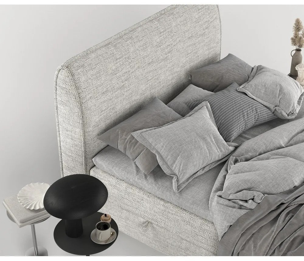 Pat boxspring gri deschis cu spațiu de depozitare 160x200 cm Melba – Maison de Rêve