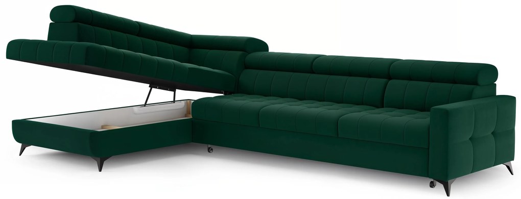 Colțar extensibil Nardo Maxi stânga - verde catifea Bluvel 78