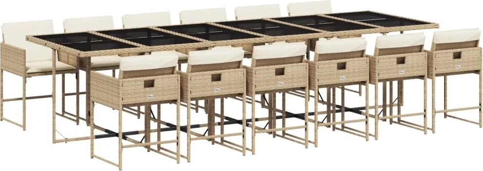 vidaXL Set mobilier de grădină cu perne, 13 piese, bej, poliratan
