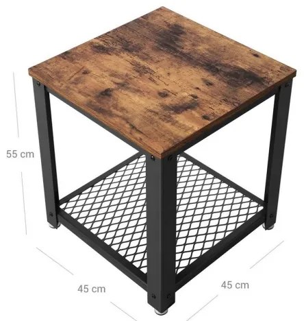 Măsuță laterală ELDUR, maro/negru