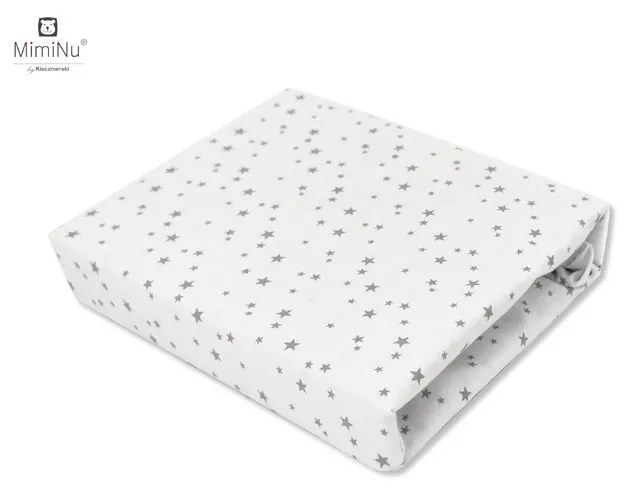 Cearceaf cu elastic 120x60 cm mini gray stars MimiNu