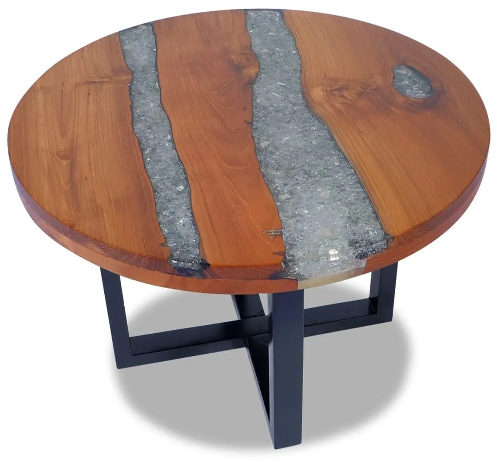 Masa de cafea finisata cu rasina epoxidica 60 cm