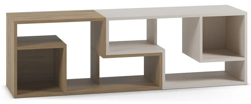 Comodă TV albă/în culoare naturală pe colț cu aspect de lemn de stejar 145x45x35 cm Glina – Marckeric