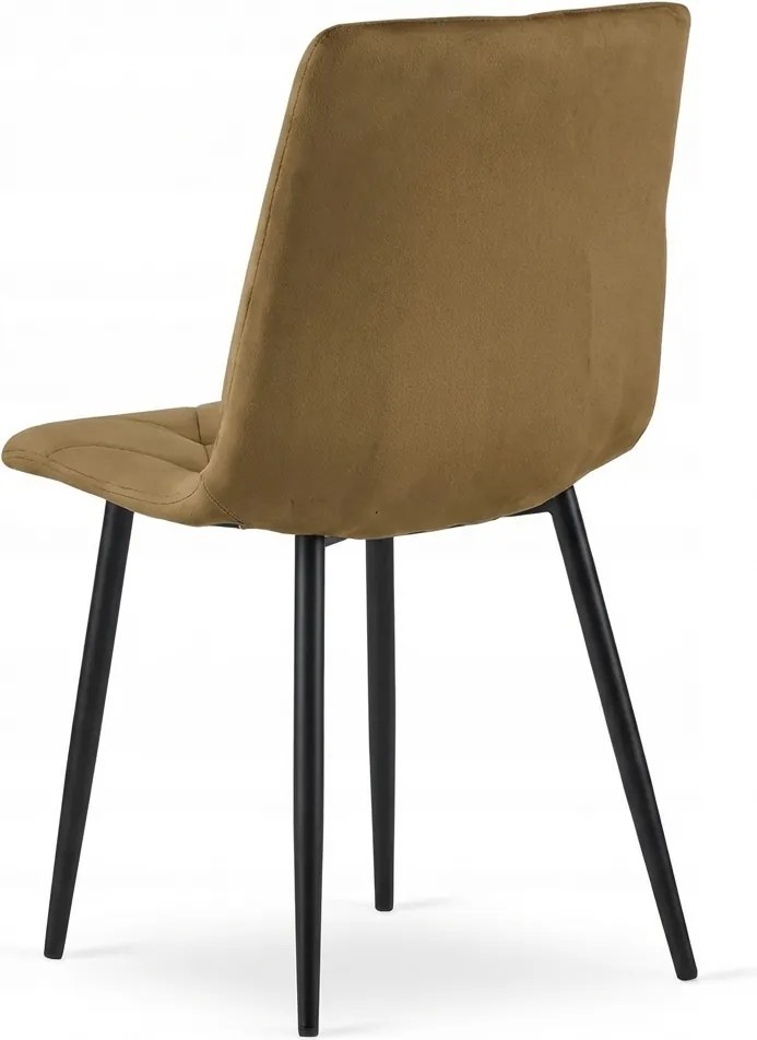 Scaun de catifea maro LIBRA OLIVE BROWN cu picioare negre