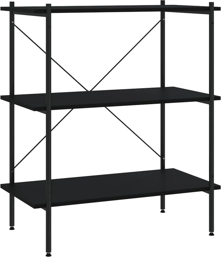 vidaXL Unitate cu rafturi pe 3 niveluri, negru, 80x40x92 cm