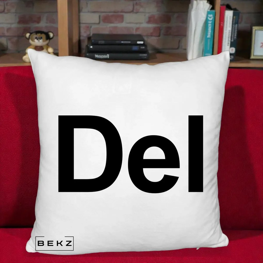 Perna Personalizata Tasta Del Tipografie Bold, 40x40 cm, Alb Pufos, Husa Detasabila, Perna Inclusa, BEKZ®