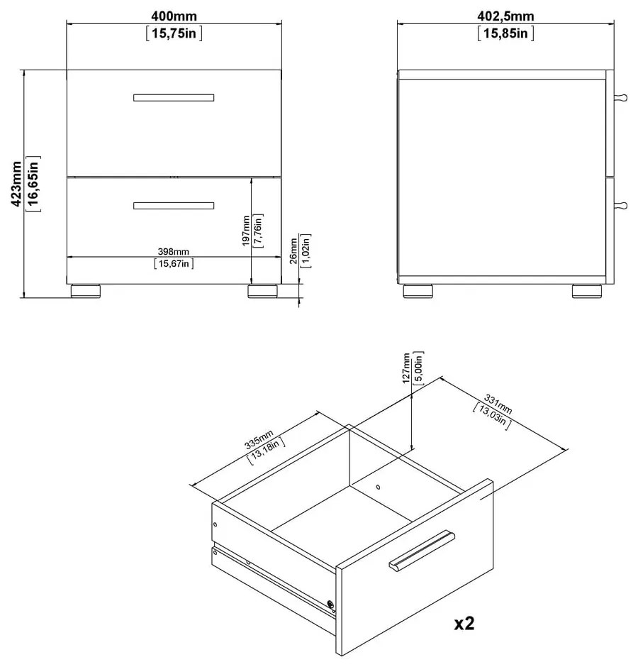 Noptieră albă cu aspect de lemn de stejar Pepe - Tvilum