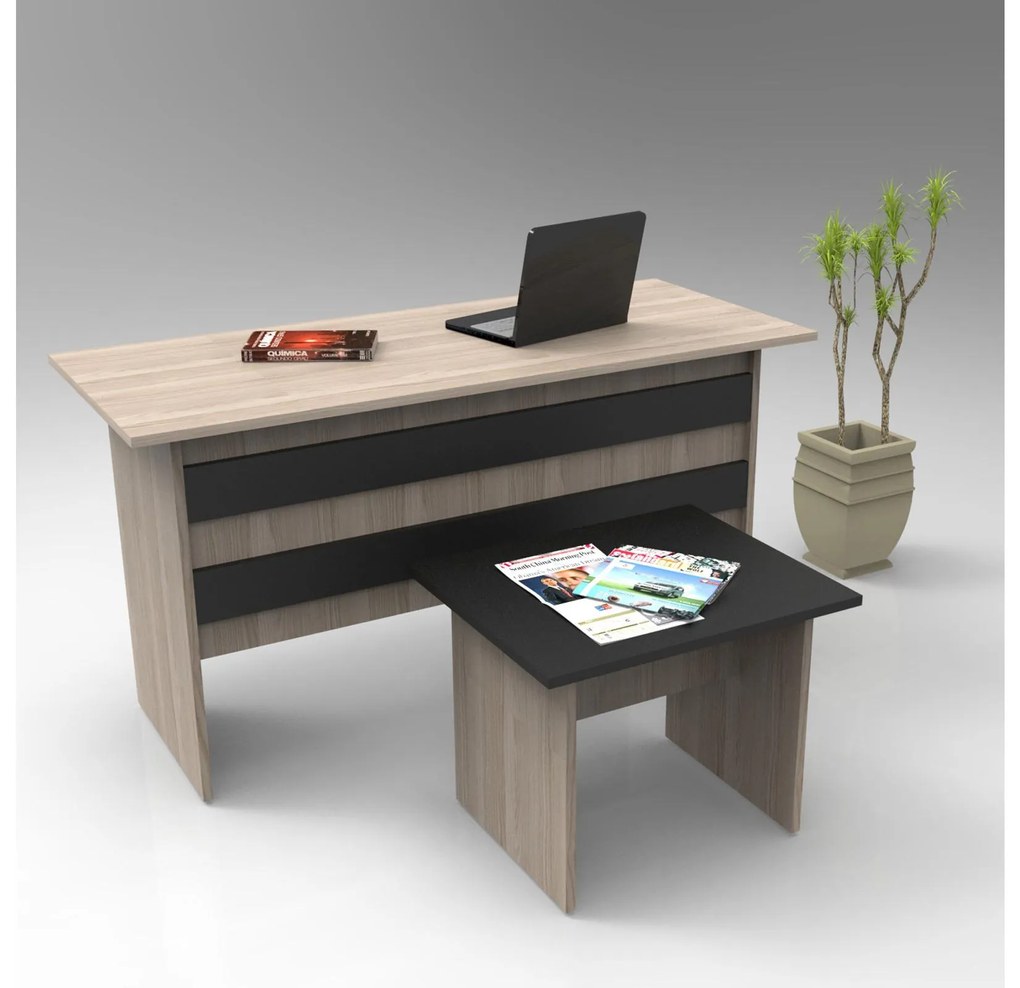 Set mobilier pentru birou Libepi 2 (stejar + negru) . 1094450