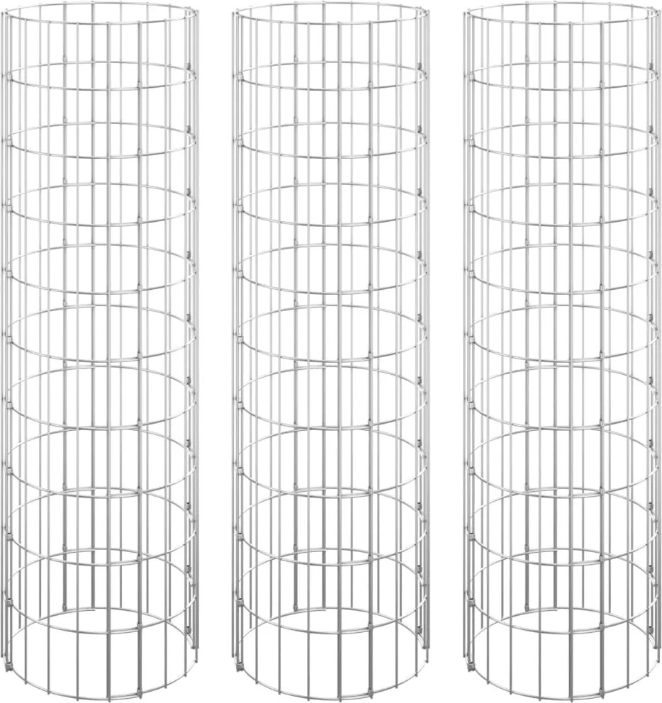 vidaXL Strat înălțat gabion 3 buc. Ø30x100 cm oțel galvanizat circular