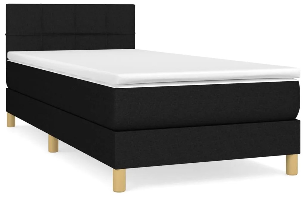 3140595 vidaXL Pat box spring cu saltea, negru, 100x200 cm, textil
