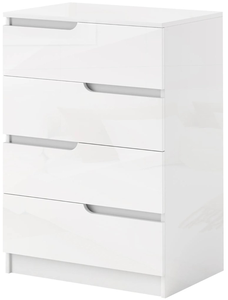 HOMCOM Comodă Modernă, Dulap, 4 Sertare, Placă de Pal, Dispozitiv Anti-Răsturnare, Amortizoare pentru Picioare, Alb | Aosom Romania