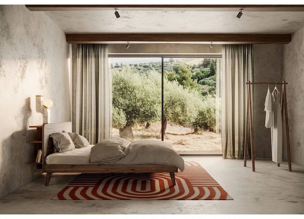 Pat matrimonial maro din lemn masiv de pin cu somieră 140x200 cm Retreat – Karup Design