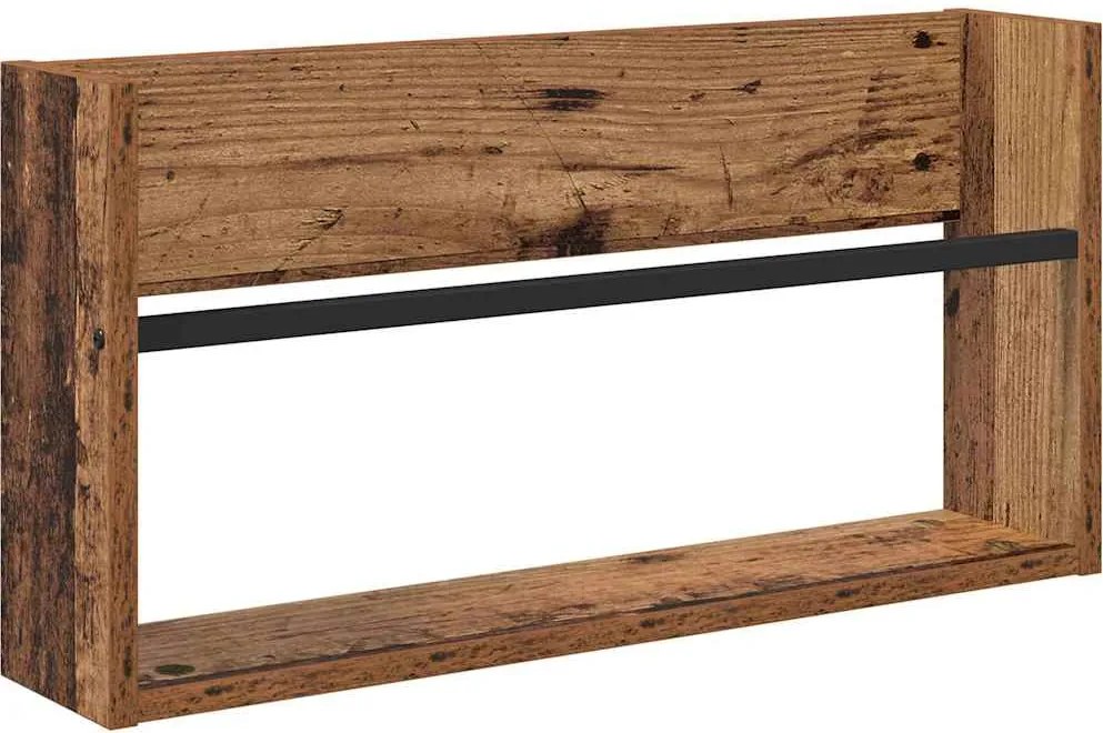 vidaXL Raft pentru reviste Lemn vechi 60 x 12 x 30 cm Lemn compozit