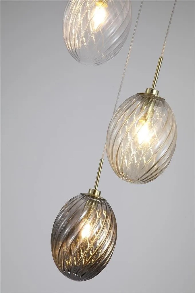 Lustra cu 3 pendule sticla colorata Whirl