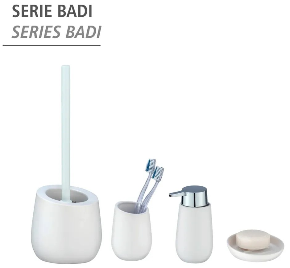 Perie cu suport din ceramică pentru toaletă Wenko Badi, alb