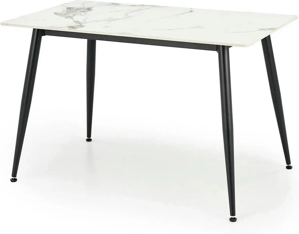 Masa EMILIO 120, alb/negru, ceramica/metal, 120x70x76 cm