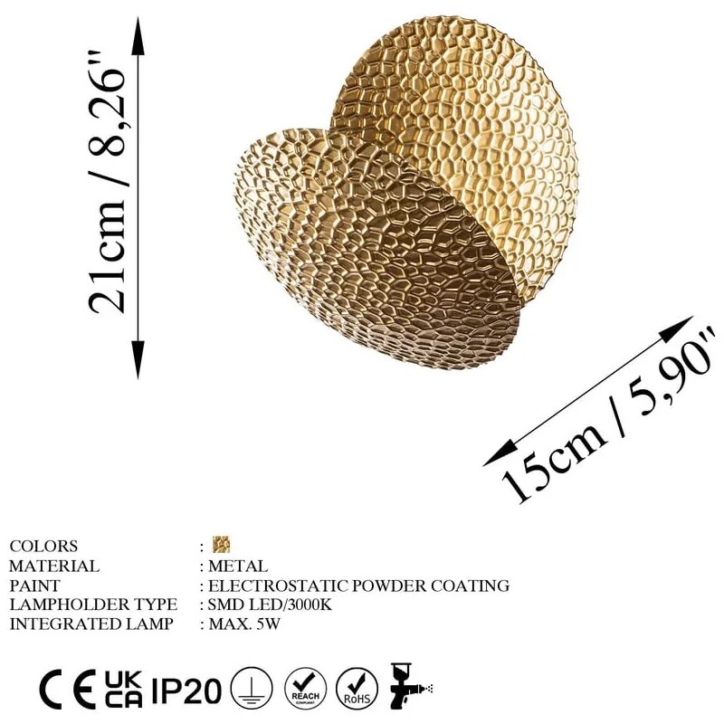 Aplică de perete aurie LED ø 21 cm Yosma – Opviq lights