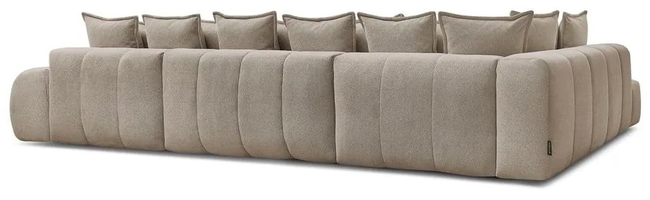 Colțar taupe extensibil/cu spațiu de depozitare cu tapițerie din chenille (cu colț pe partea stângă/în formă de "U") Everest – Bobochic Paris