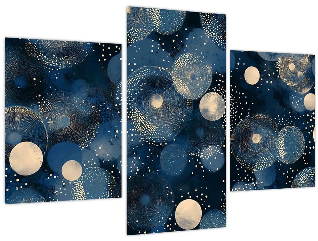 Tablou - Inele Albastru-Aurii (90x60 cm)