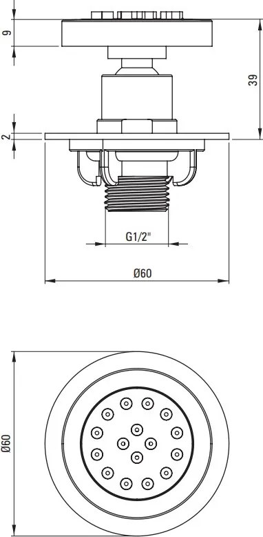 CASCADA Duza de duș: rotundă, îngropată NAC_R77K Finisaj: auriu periat