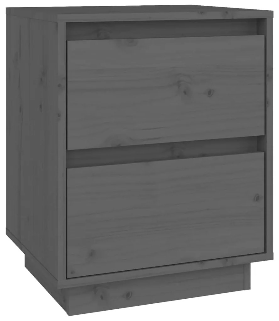 813319 vidaXL Noptieră, gri, 40x35x50 cm, lemn masiv de pin