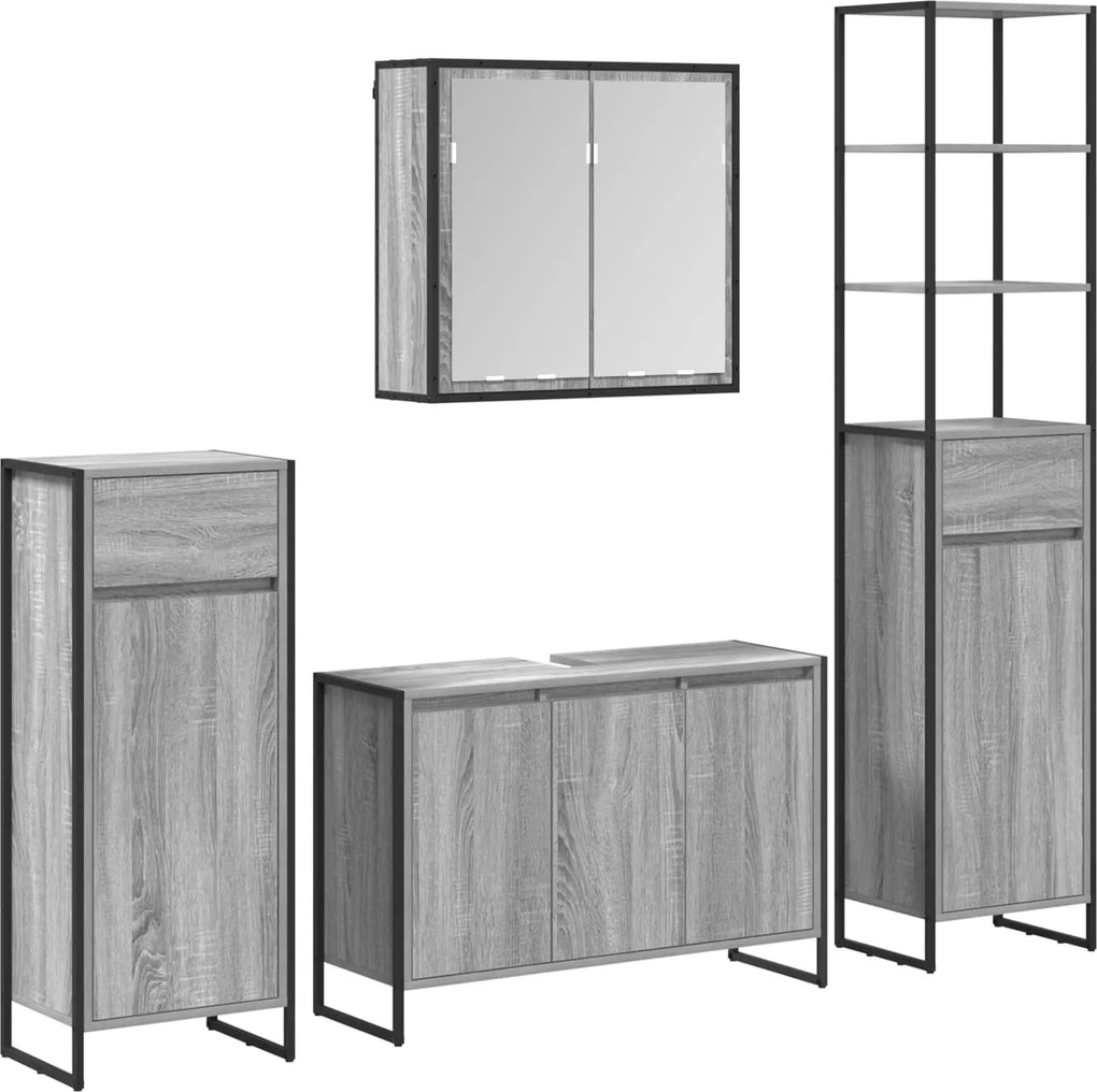 vidaXL Set de mobilier pentru baie cu sertar Gri Sonoma Lemn compozit
