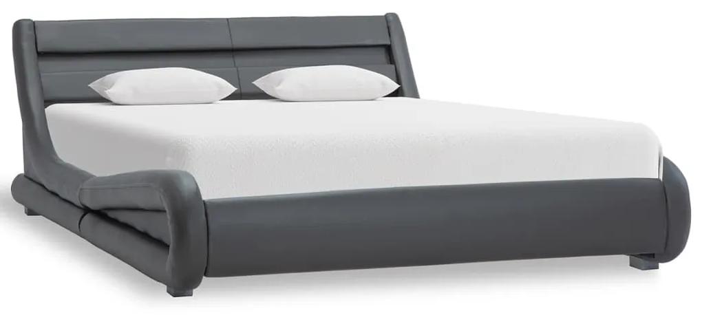 285740 vidaXL Cadru de pat cu LED, gri, 120 x 200 cm, piele ecologică