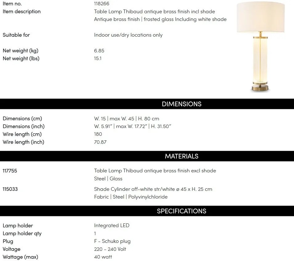 Veioza, Lampa de masa design LUX Thibaud