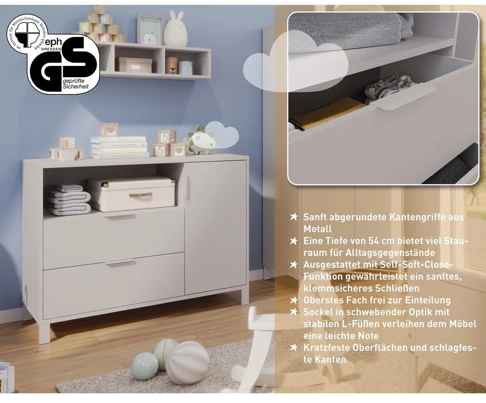 Comodă de copii crem 115x92x54 cm Alkmaar – Germania