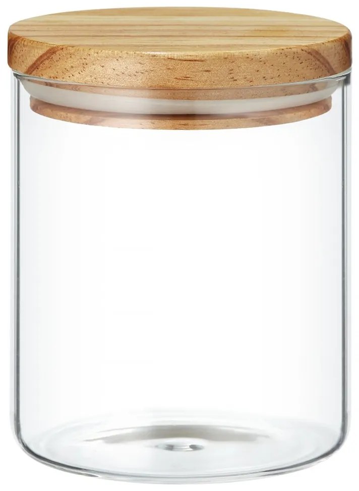 Borcan sticla 1L capac lemn, Nordic