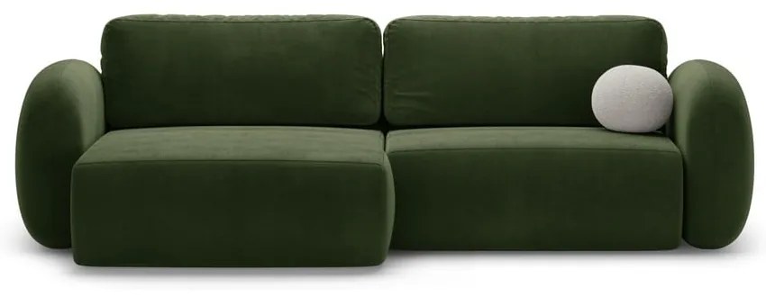 Colțar verde extensibil/cu spațiu de depozitare cu tapițerie din catifea Tonale – Cosmopolitan Design