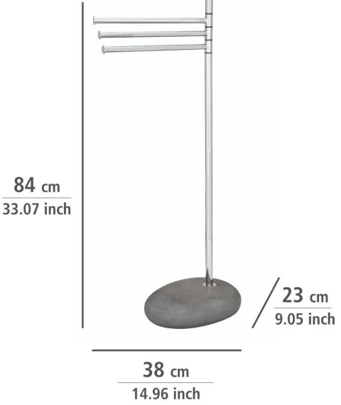 WENKO 19493100 - Suport pentru prosoape Pebble Stone 38 x 84 cm, crom lucios/gri